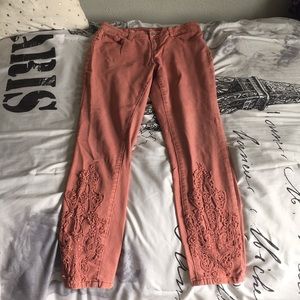 coral skinny jeans